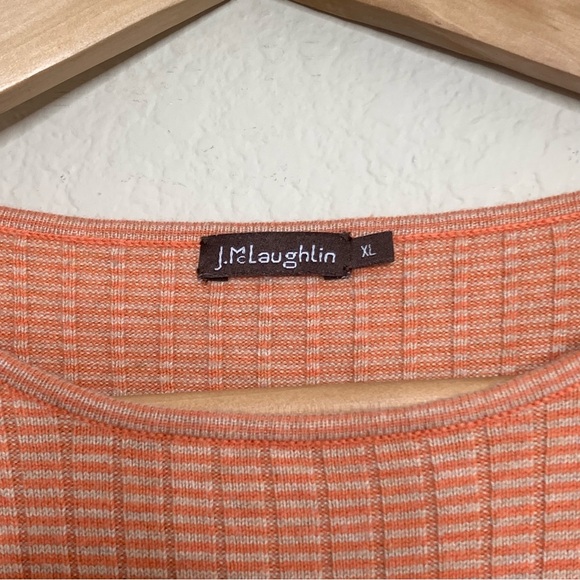 J McLaughlin Ribbed Knit Stretch Long Sleeve Top Size XL Orange Button Sleeve - Picture 5 of 7
